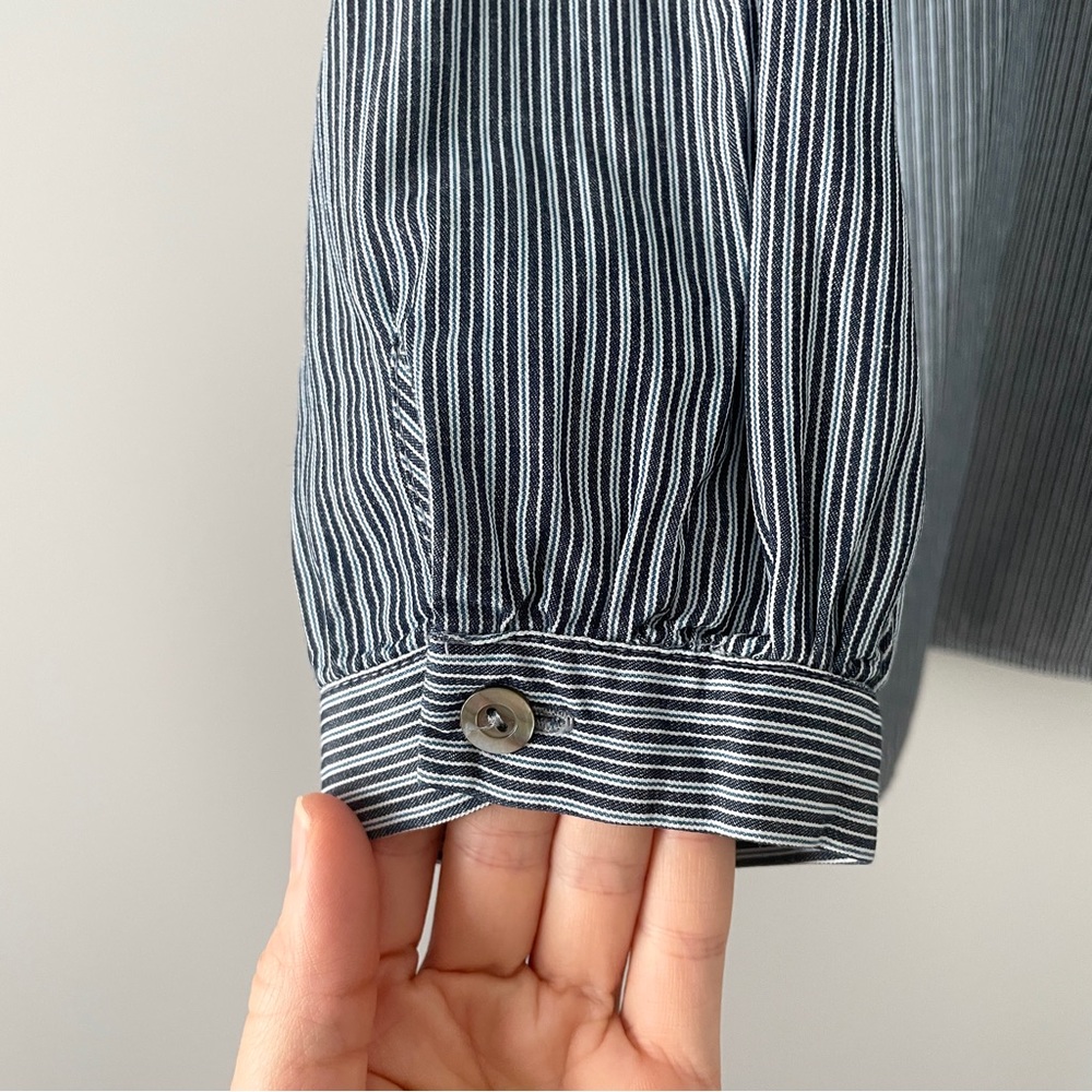 SOLD A.P.C. Striped Ruffle Popover Blouse Size 42 US 8/10 - Picture 5 of 8